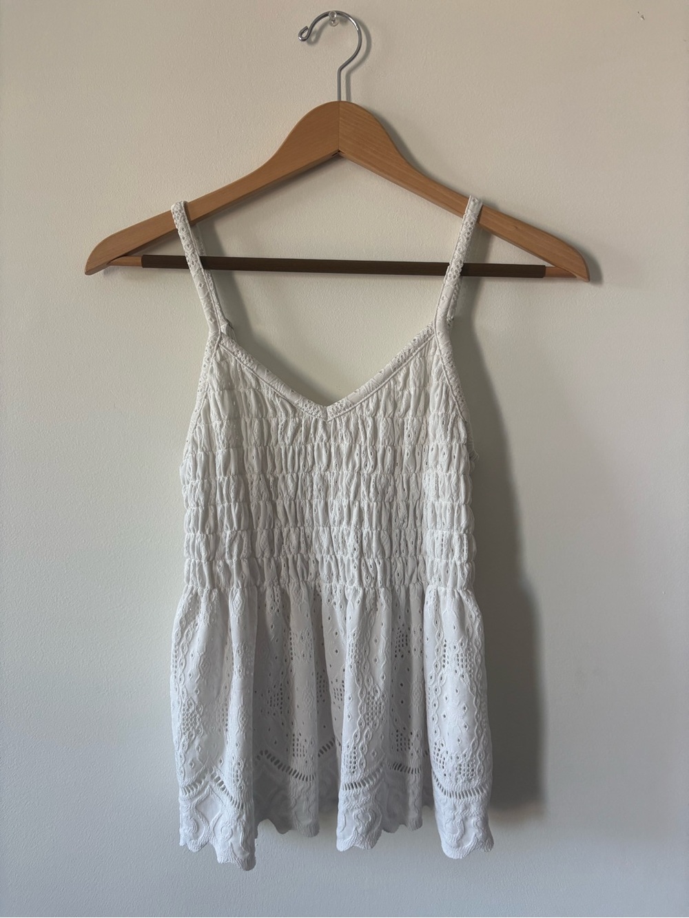 URBAN Romantics White Eyelet Smocked Cami